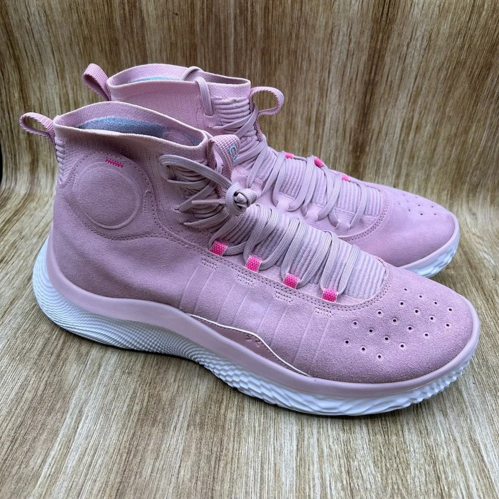 Under Armour Curry 4 FloTro Men's 15 Pink Basketball Shoes Suede 3024861-600